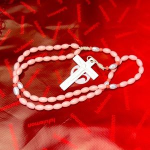 Vintage OLRM Pink & White Acrylic Rosary Catholic Prayer Beads 1999. Clean.